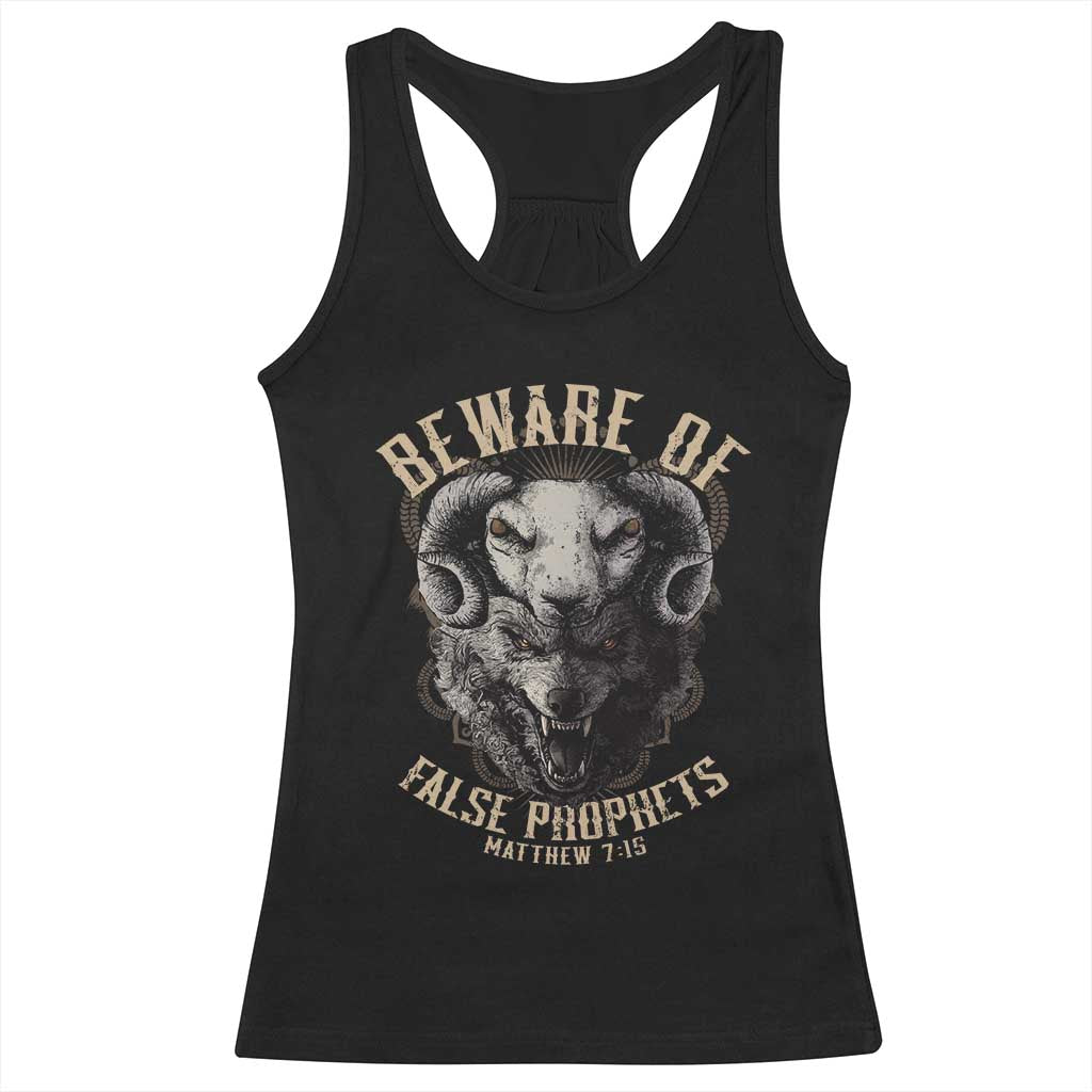 Beware Of False Prophets Racerback Tank Top Christian Sheep Wolf