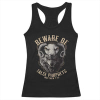 Beware Of False Prophets Racerback Tank Top Christian Sheep Wolf