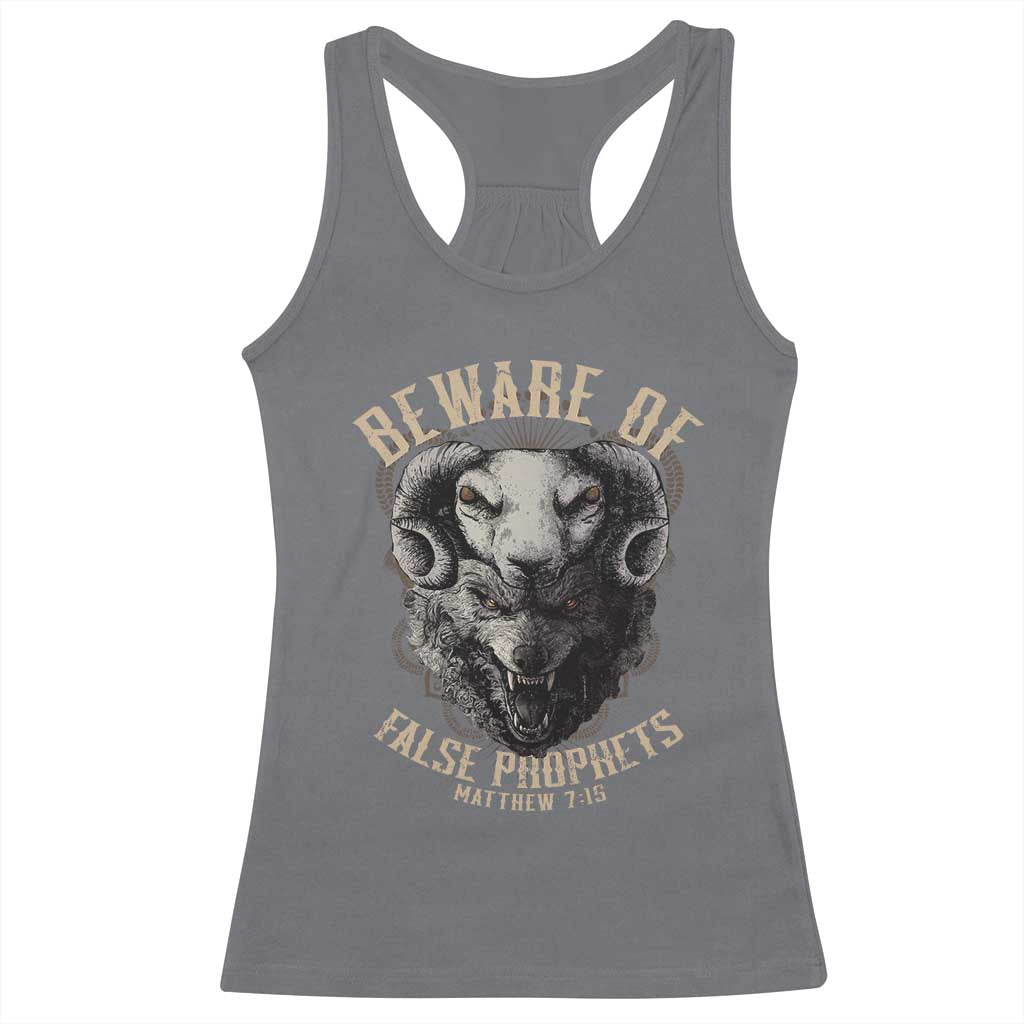Beware Of False Prophets Racerback Tank Top Christian Sheep Wolf