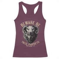 Beware Of False Prophets Racerback Tank Top Christian Sheep Wolf