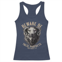Beware Of False Prophets Racerback Tank Top Christian Sheep Wolf