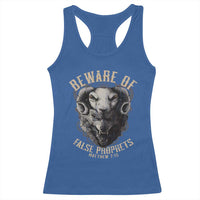 Beware Of False Prophets Racerback Tank Top Christian Sheep Wolf