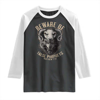 Beware Of False Prophets Raglan Shirt Christian Sheep Wolf