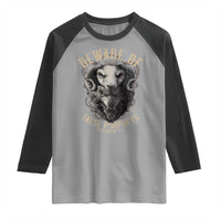 Beware Of False Prophets Raglan Shirt Christian Sheep Wolf