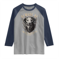 Beware Of False Prophets Raglan Shirt Christian Sheep Wolf