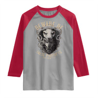 Beware Of False Prophets Raglan Shirt Christian Sheep Wolf