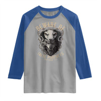 Beware Of False Prophets Raglan Shirt Christian Sheep Wolf