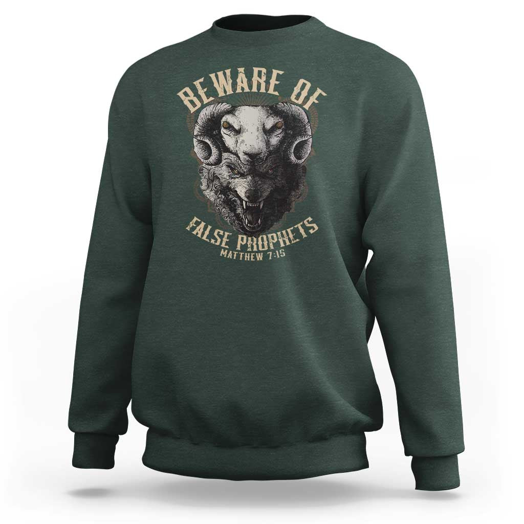 Beware Of False Prophets Sweatshirt Christian Sheep Wolf