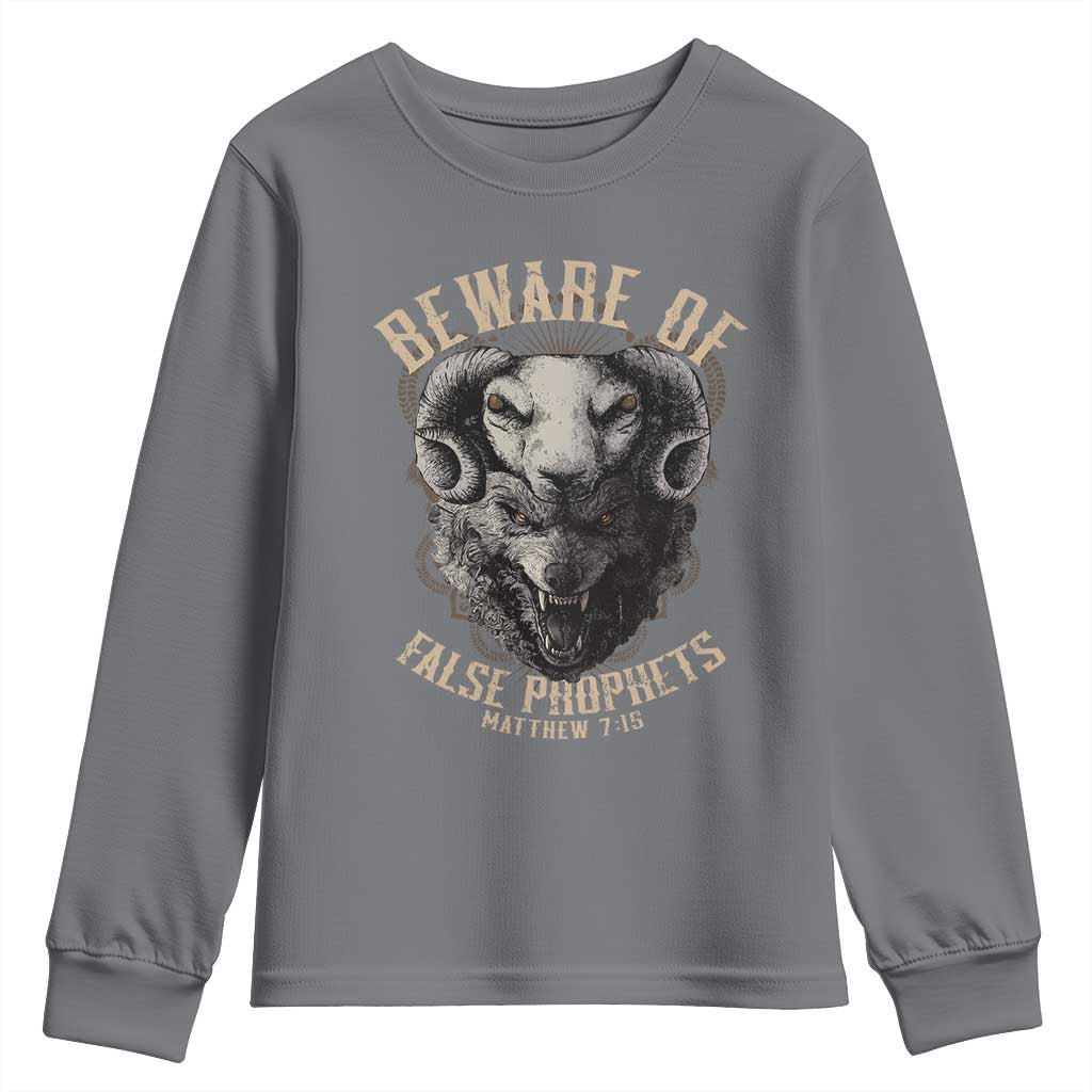 Beware Of False Prophets Youth Sweatshirt Christian Sheep Wolf