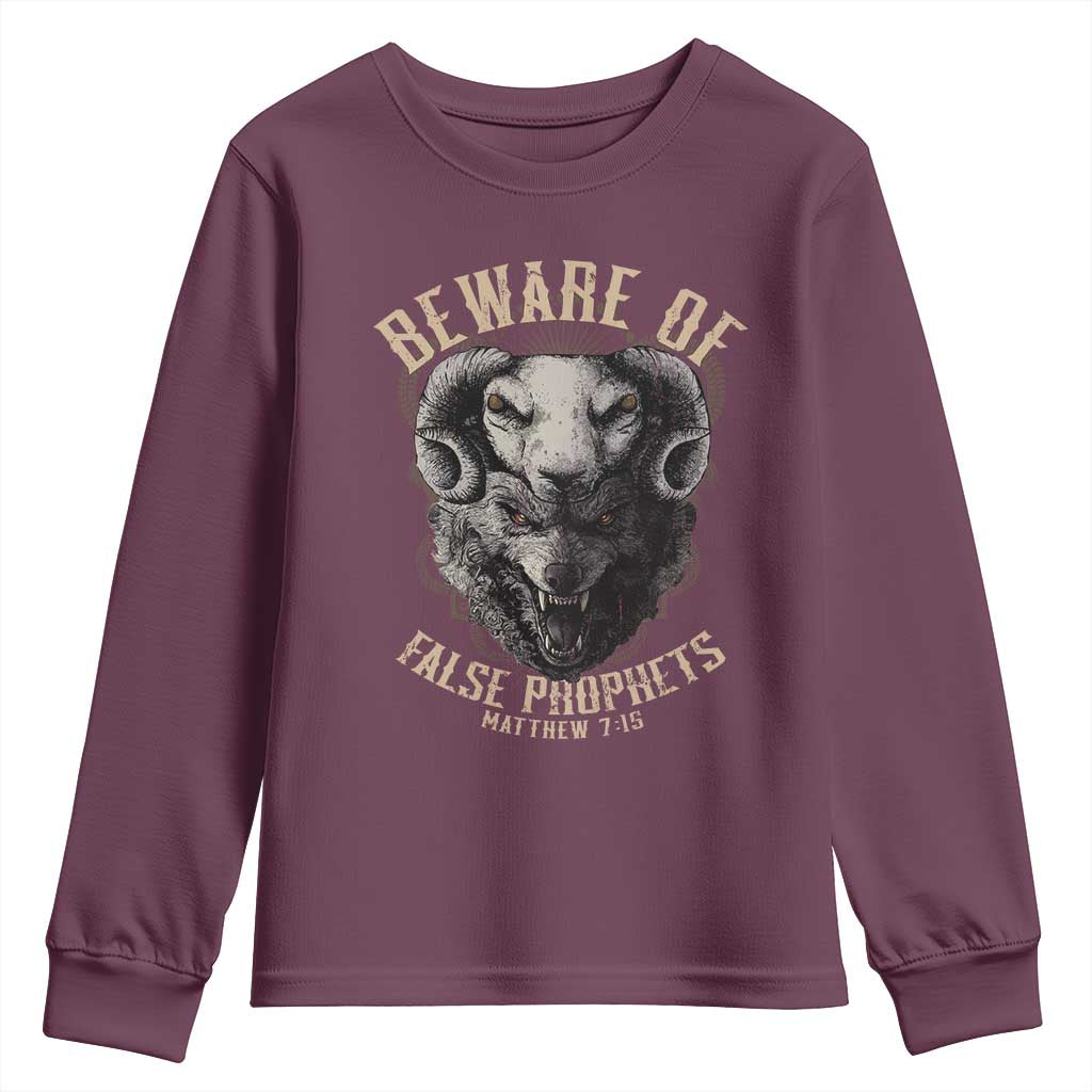 Beware Of False Prophets Youth Sweatshirt Christian Sheep Wolf