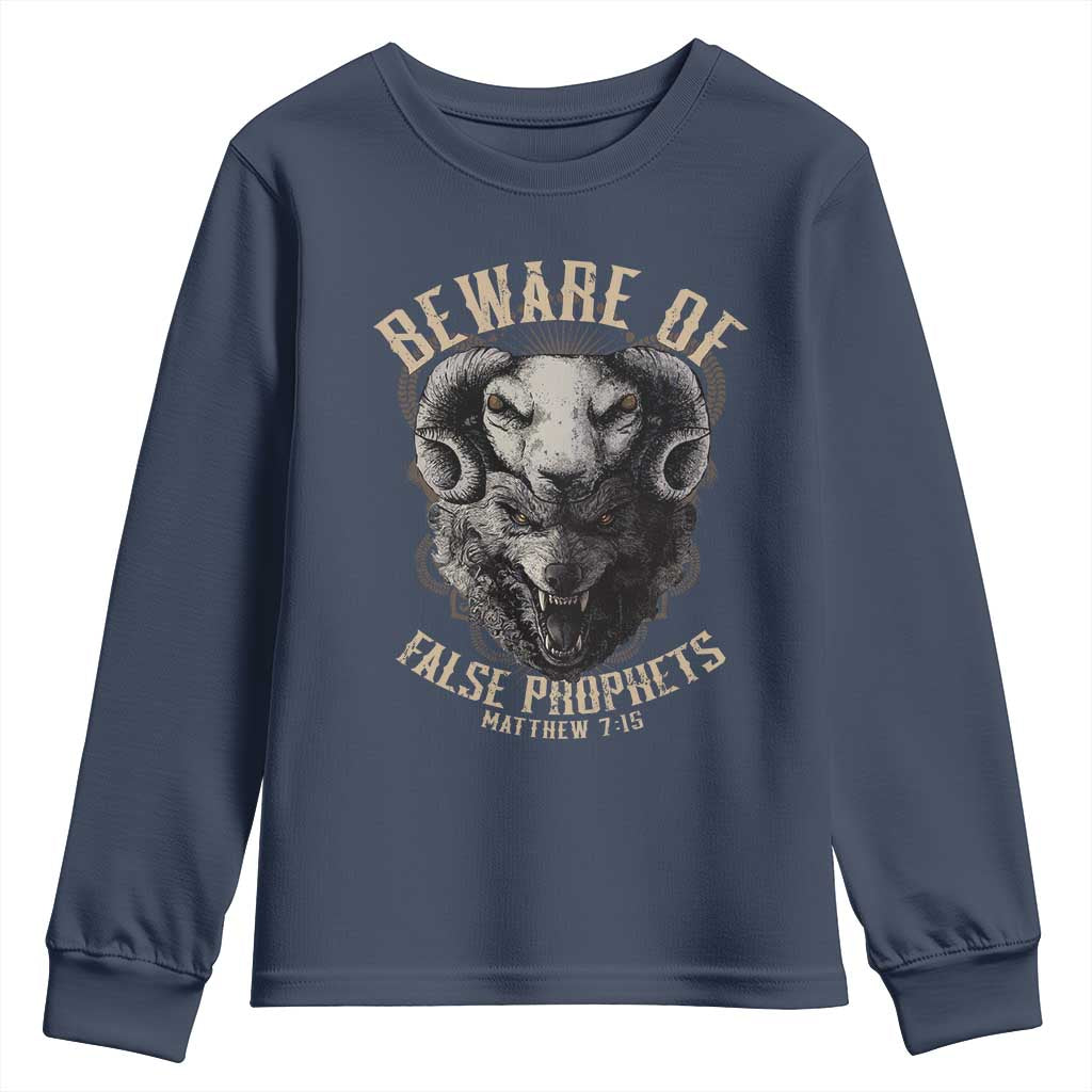 Beware Of False Prophets Youth Sweatshirt Christian Sheep Wolf