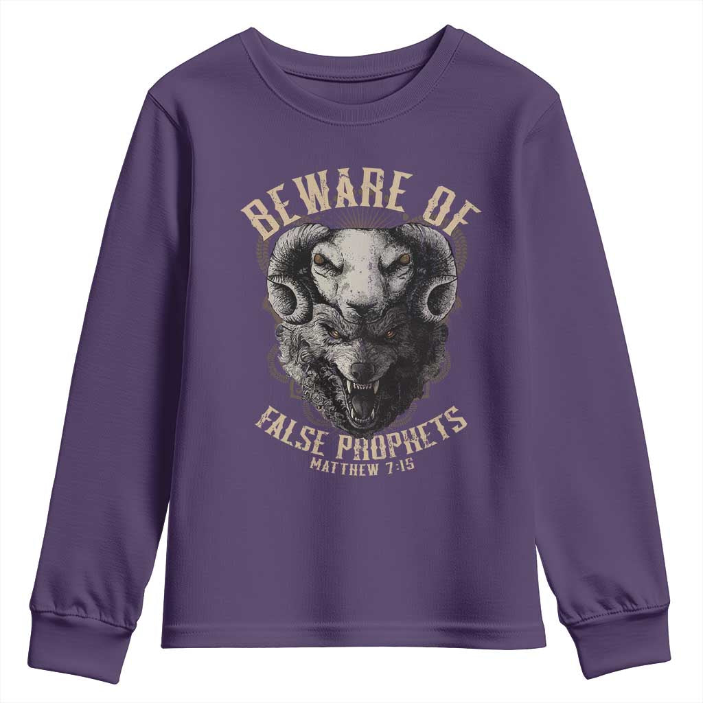 Beware Of False Prophets Youth Sweatshirt Christian Sheep Wolf
