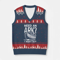 Funny Need An Ark I Noah Guy V-Neck Knit Sweater Vest Christian Pun - Wonder Print Shop
