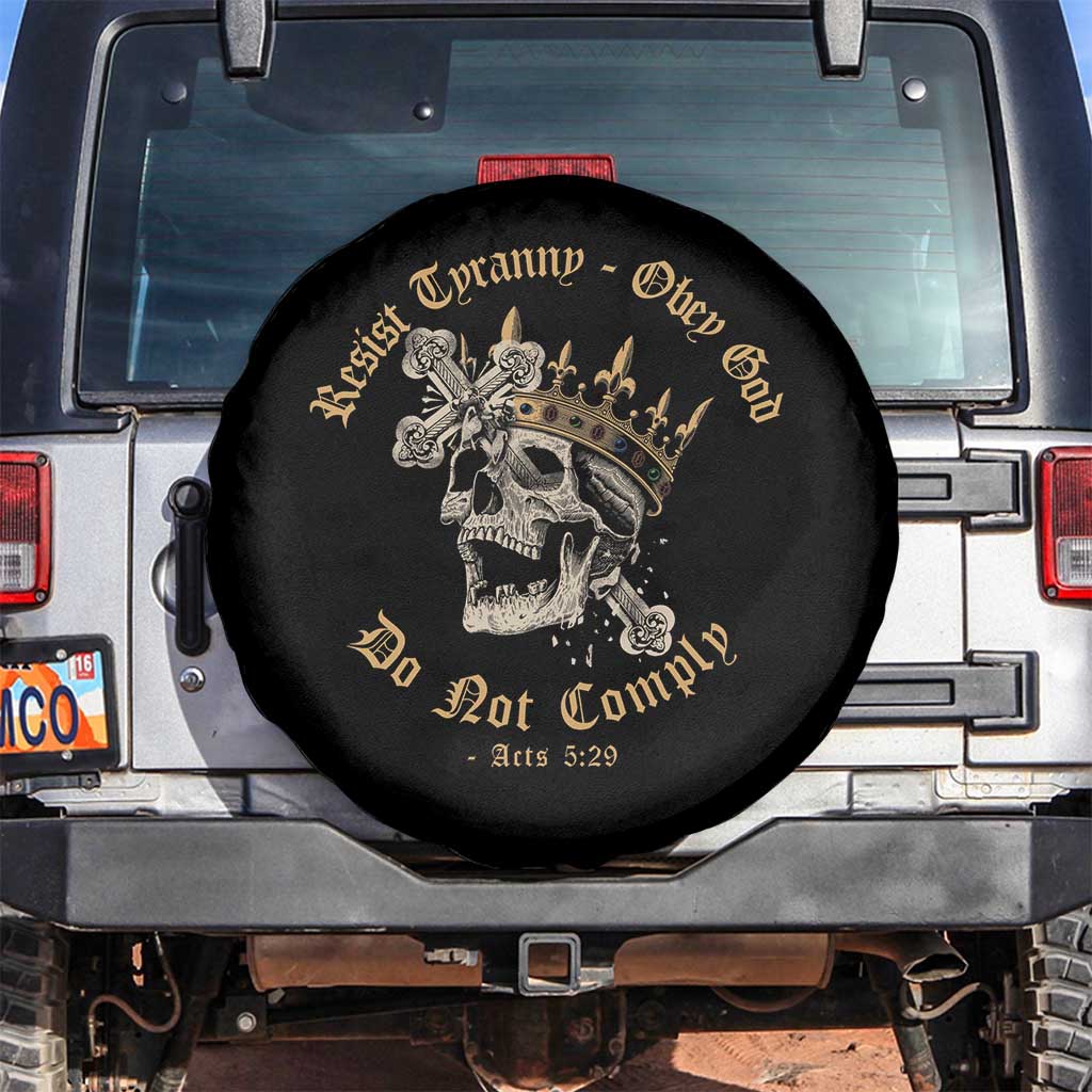 Eastern Orthodox Christian Spare Tire Cover Resist Tyranny Obey God Do Not Comply Skull
