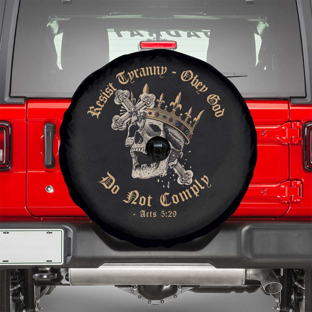Eastern Orthodox Christian Spare Tire Cover Resist Tyranny Obey God Do Not Comply Skull