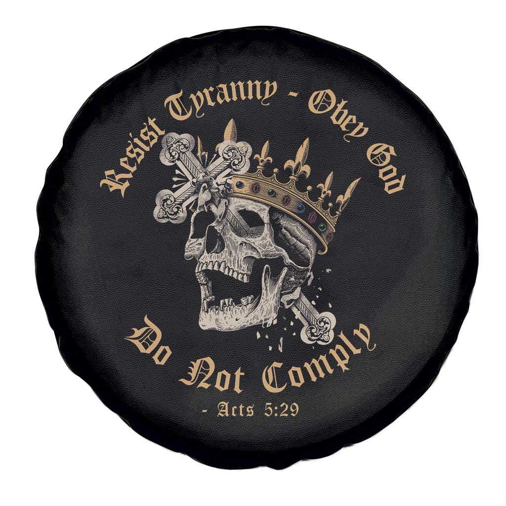 Eastern Orthodox Christian Spare Tire Cover Resist Tyranny Obey God Do Not Comply Skull