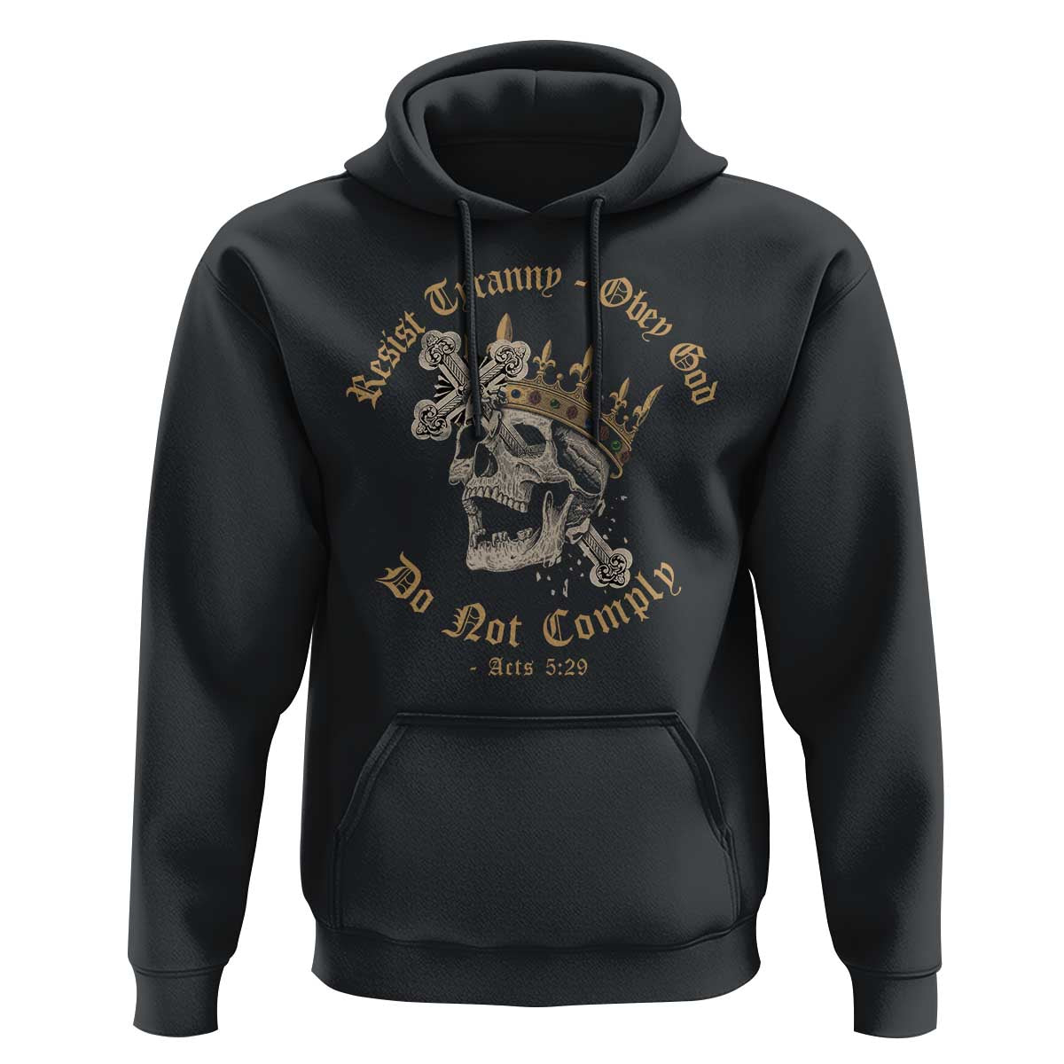 Eastern Orthodox Christian Hoodie Resist Tyranny Obey God Do Not Comply Skull