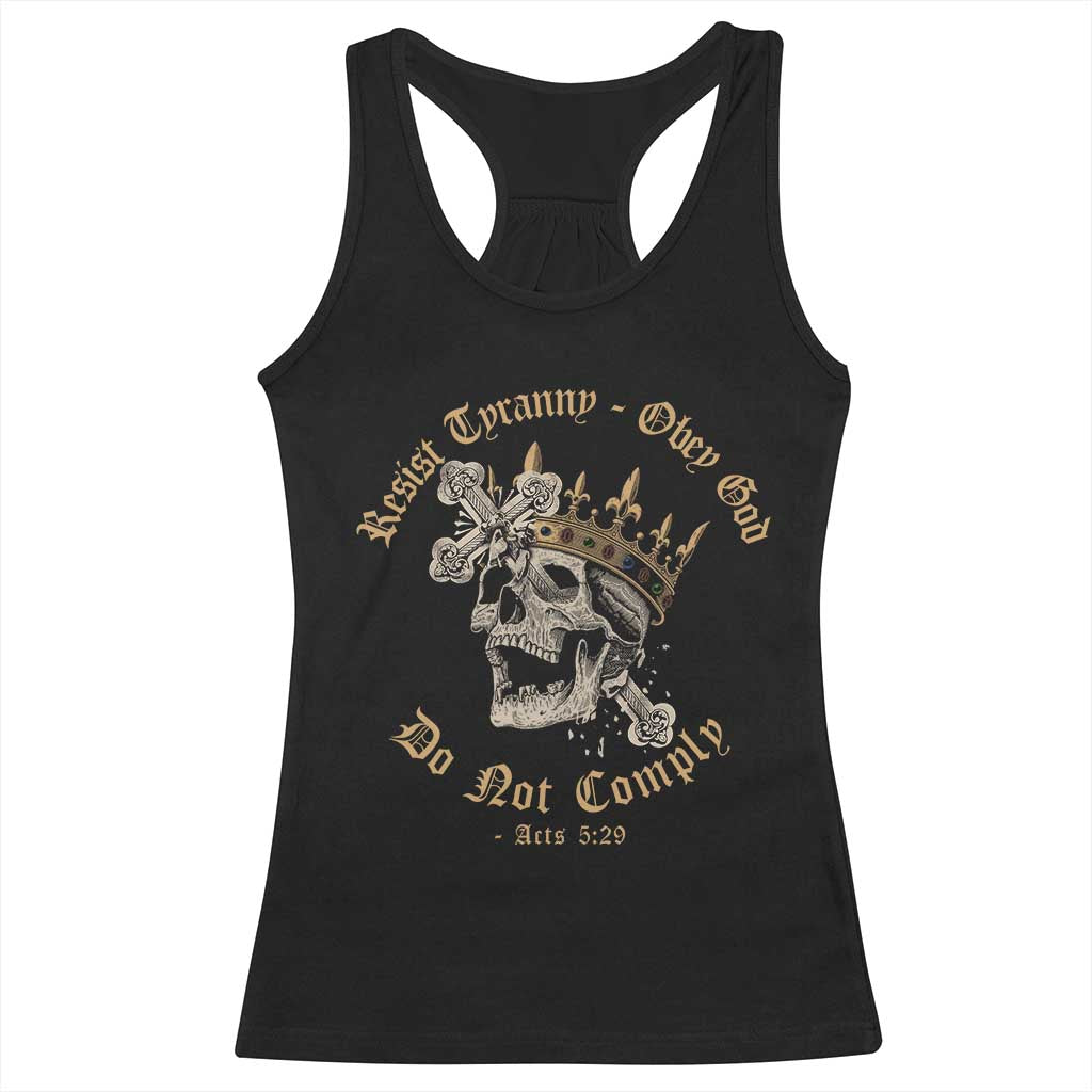 Eastern Orthodox Christian Racerback Tank Top Resist Tyranny Obey God Do Not Comply Skull