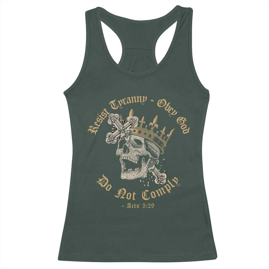 Eastern Orthodox Christian Racerback Tank Top Resist Tyranny Obey God Do Not Comply Skull