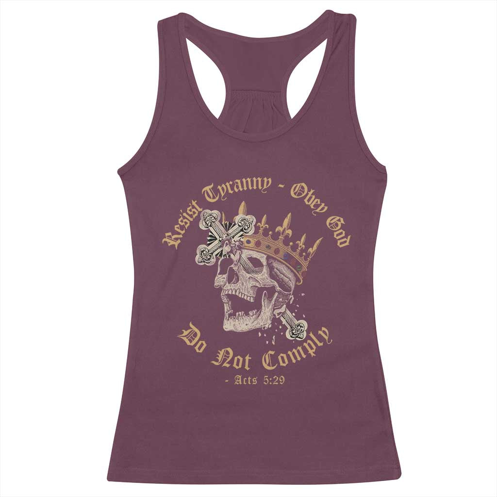 Eastern Orthodox Christian Racerback Tank Top Resist Tyranny Obey God Do Not Comply Skull