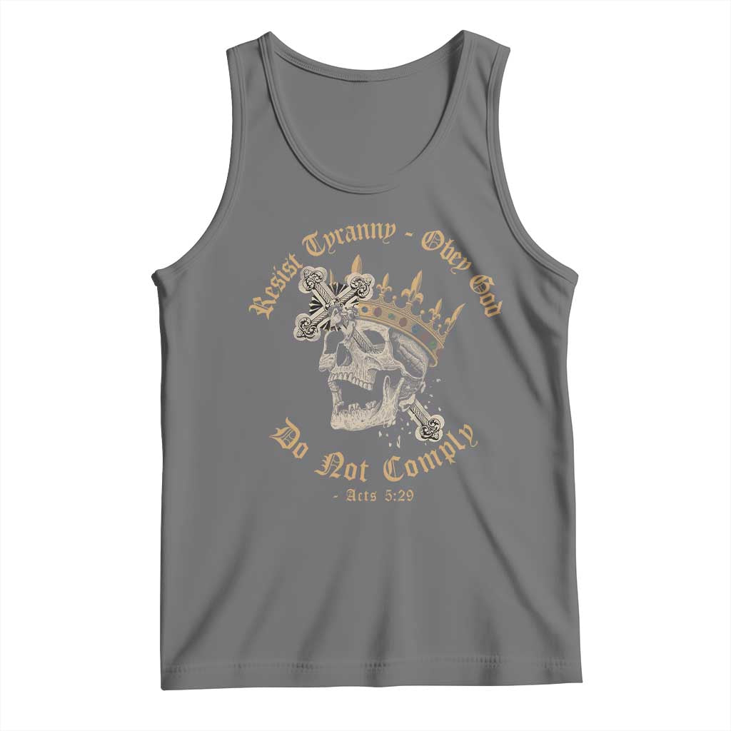 Eastern Orthodox Christian Tank Top Resist Tyranny Obey God Do Not Comply Skull