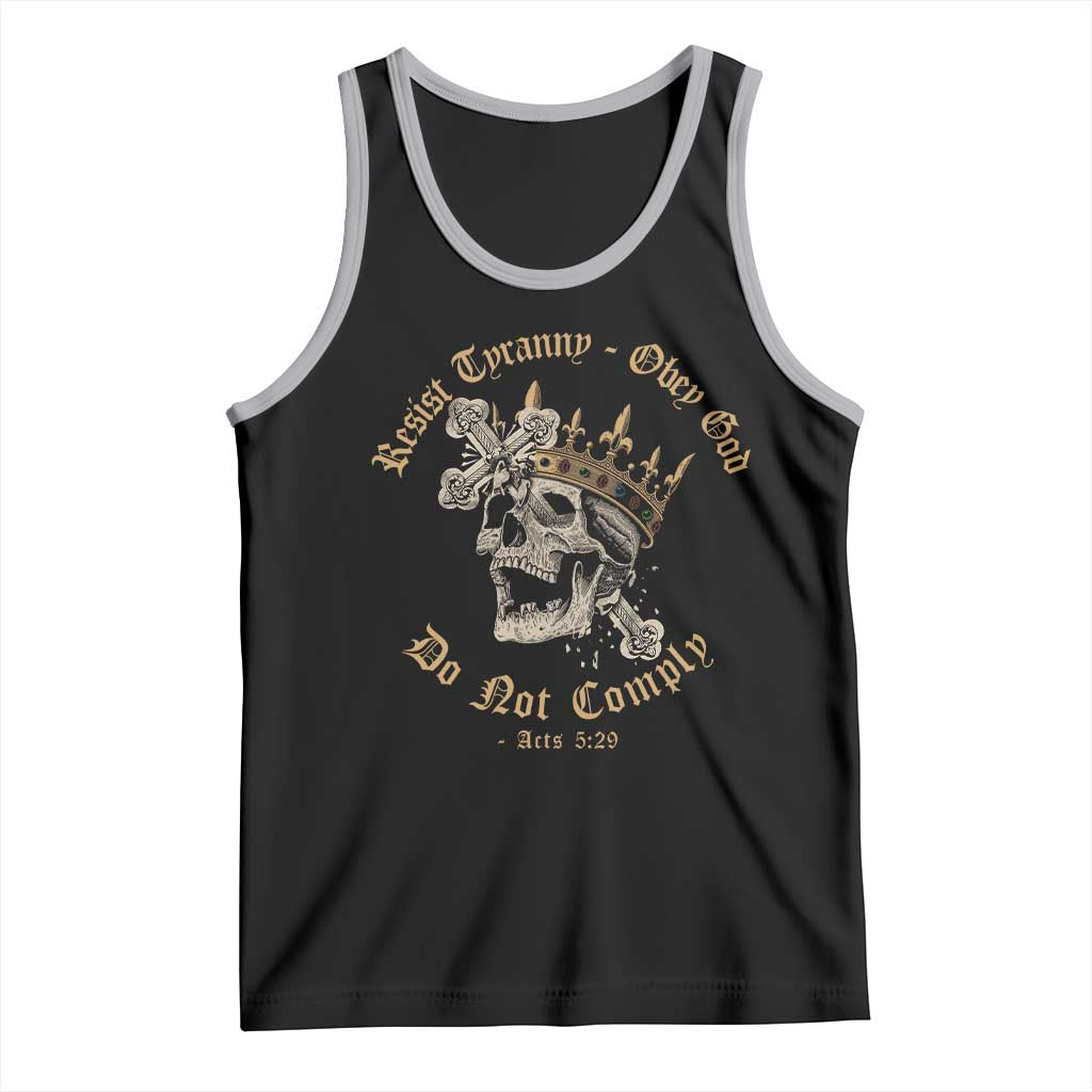 Eastern Orthodox Christian Tank Top Resist Tyranny Obey God Do Not Comply Skull