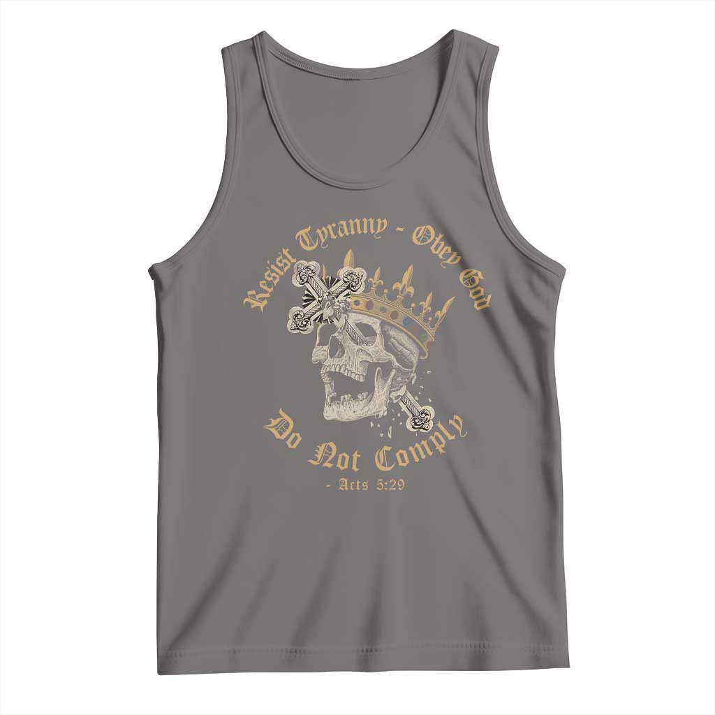 Eastern Orthodox Christian Tank Top Resist Tyranny Obey God Do Not Comply Skull