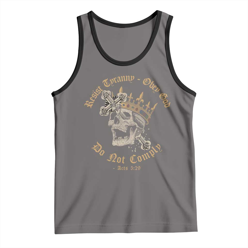 Eastern Orthodox Christian Tank Top Resist Tyranny Obey God Do Not Comply Skull