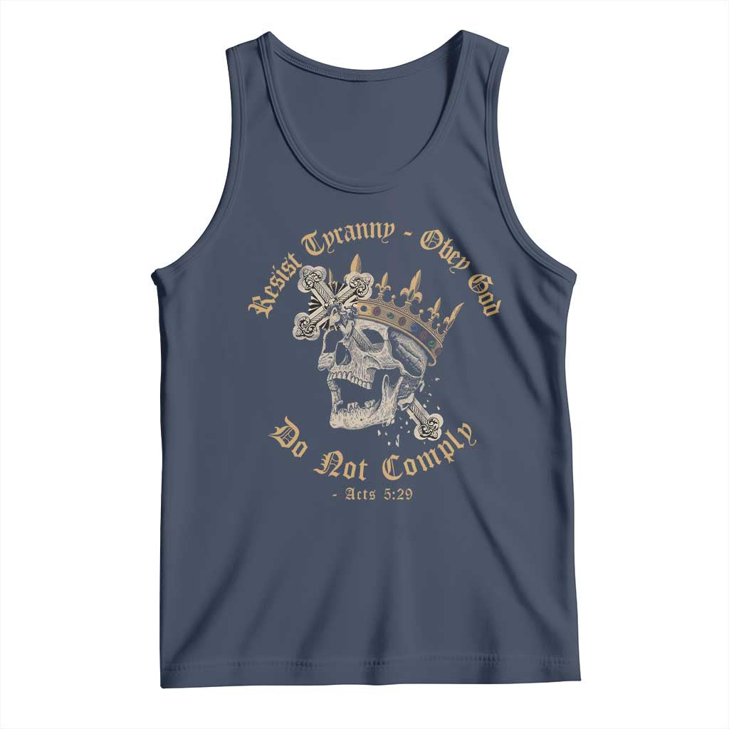 Eastern Orthodox Christian Tank Top Resist Tyranny Obey God Do Not Comply Skull