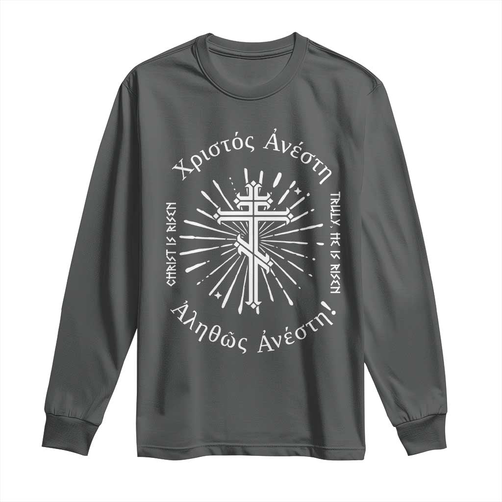 Orthodox Easter Christian Long Sleeve Shirt Christ Is Risen Truly He Is Risen Orthodox Cross
