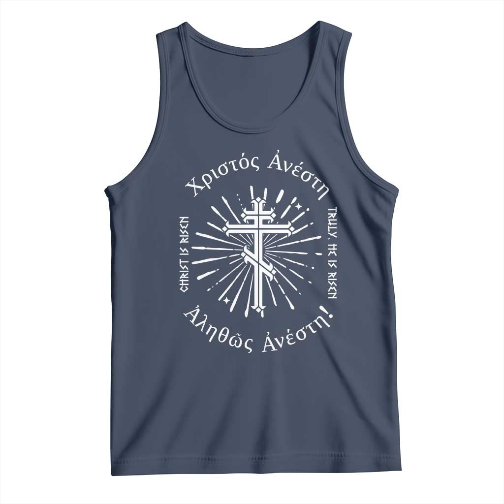 Orthodox Easter Christian Tank Top Christ Is Risen Truly He Is Risen Orthodox Cross