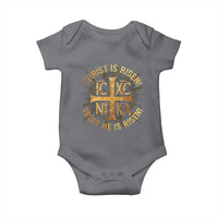Orthodox Easter Christian Baby Onesie Christ Is Risen He Is Risen Greek NIKA Cross