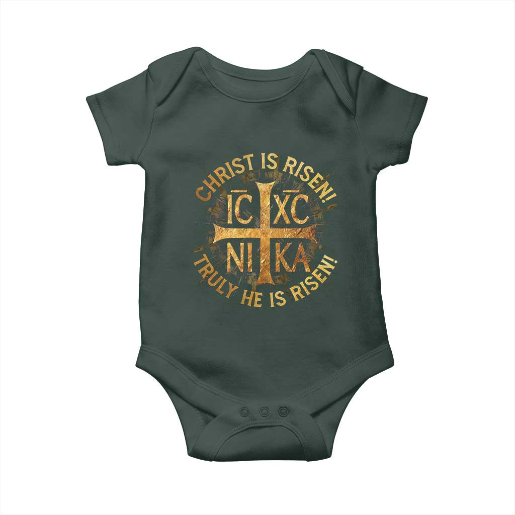 Orthodox Easter Christian Baby Onesie Christ Is Risen He Is Risen Greek NIKA Cross