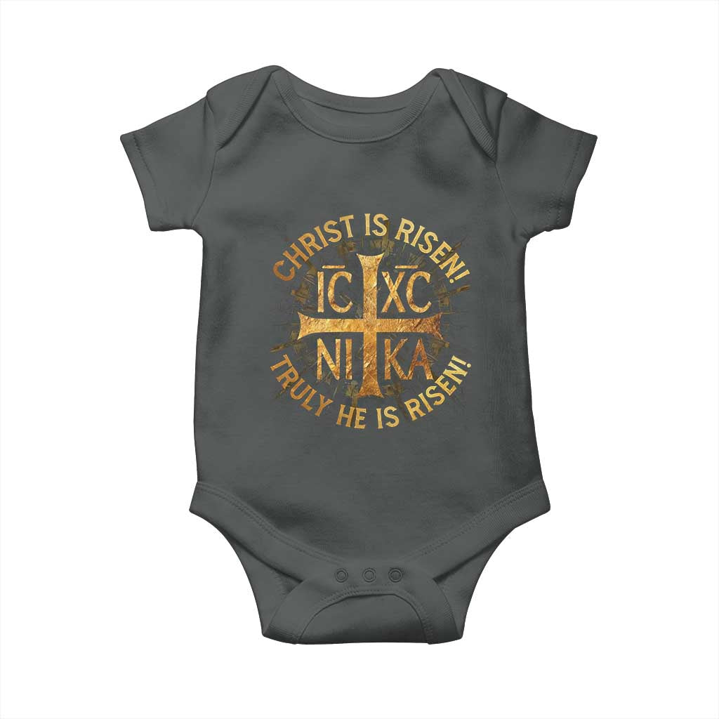 Orthodox Easter Christian Baby Onesie Christ Is Risen He Is Risen Greek NIKA Cross
