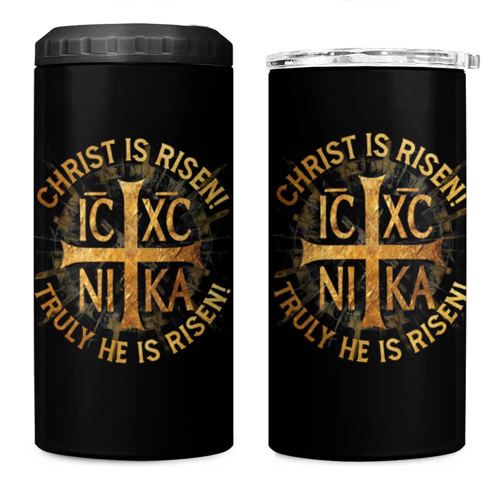 Orthodox Easter Christian 4 in 1 Can Cooler Tumbler Christ Is Risen He Is Risen Greek NIKA Cross