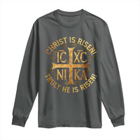 Orthodox Easter Christian Long Sleeve Shirt Christ Is Risen He Is Risen Greek NIKA Cross