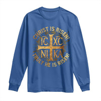 Orthodox Easter Christian Long Sleeve Shirt Christ Is Risen He Is Risen Greek NIKA Cross