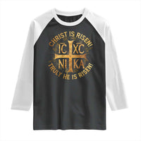Orthodox Easter Christian Raglan Shirt Christ Is Risen He Is Risen Greek NIKA Cross