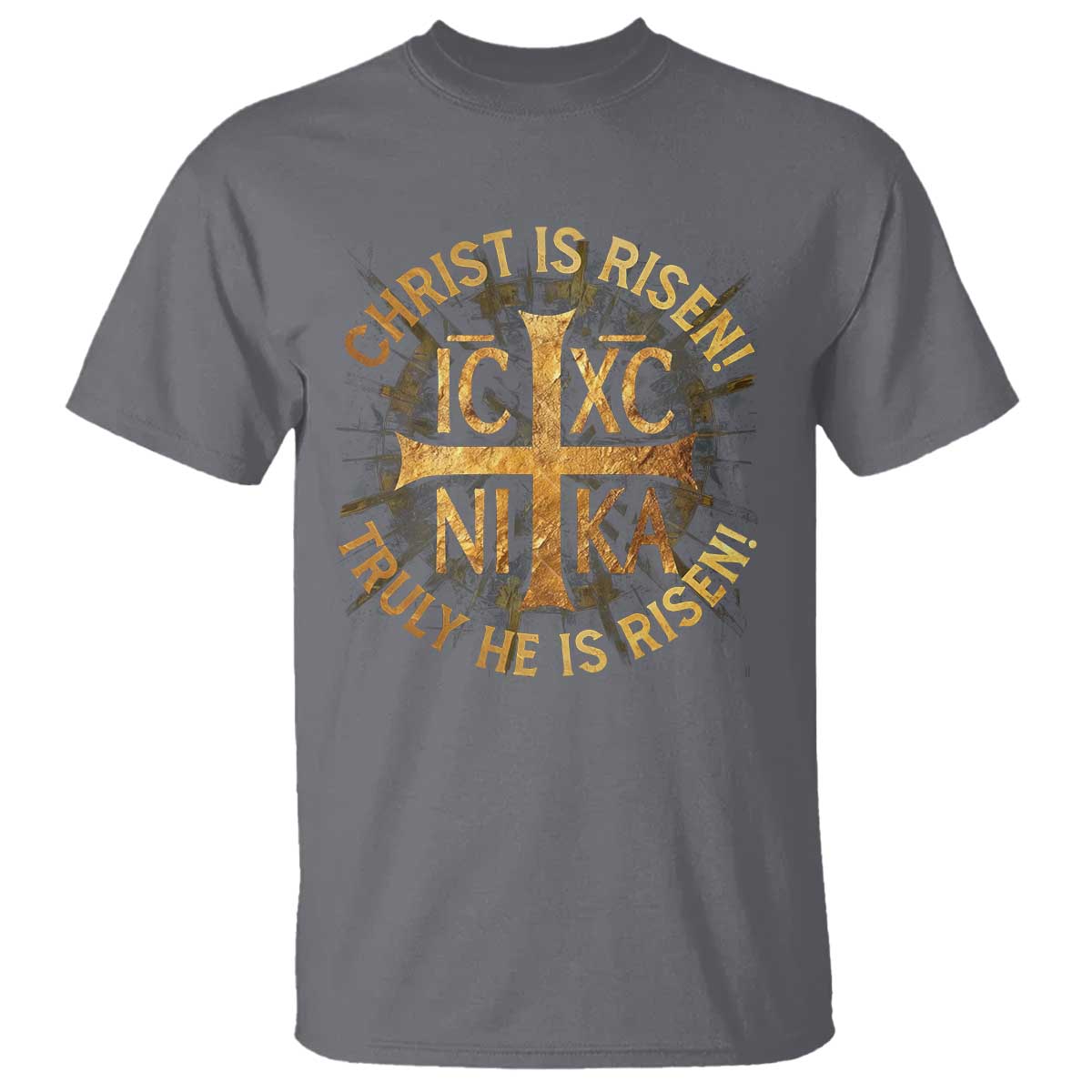 Orthodox Easter Christian T Shirt Christ Is Risen He Is Risen Greek NIKA Cross