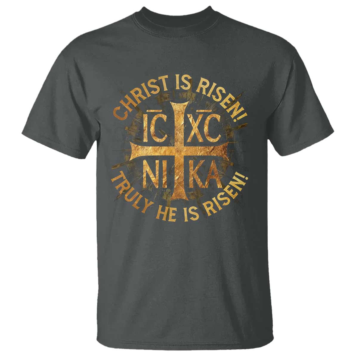 Orthodox Easter Christian T Shirt Christ Is Risen He Is Risen Greek NIKA Cross