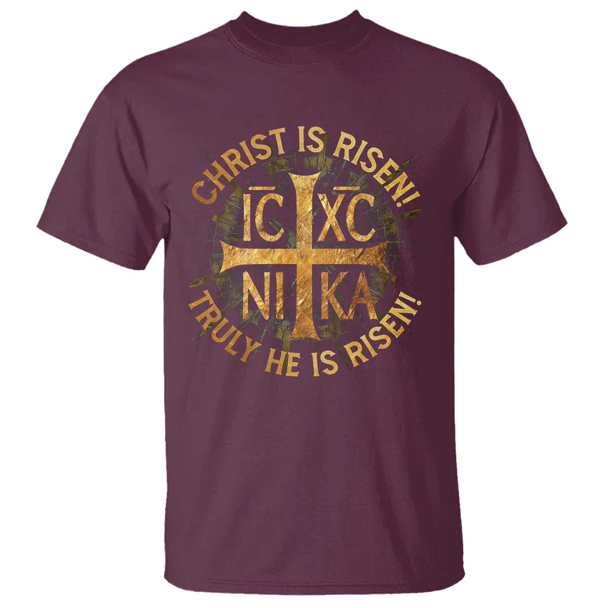 Orthodox Easter Christian T Shirt Christ Is Risen He Is Risen Greek NIKA Cross
