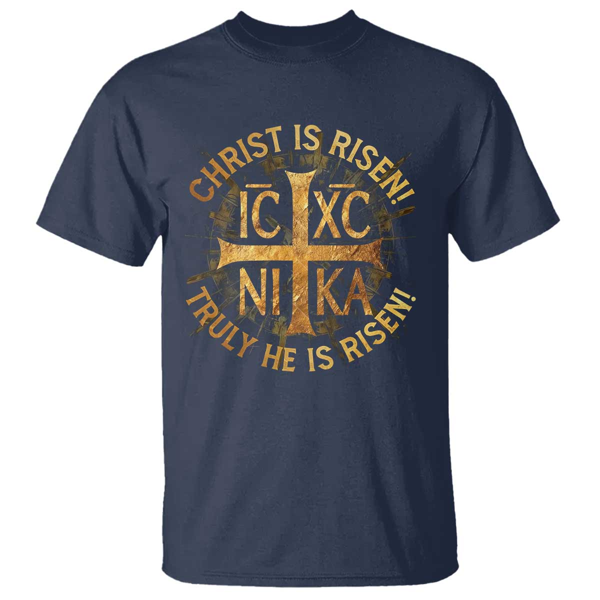 Orthodox Easter Christian T Shirt Christ Is Risen He Is Risen Greek NIKA Cross