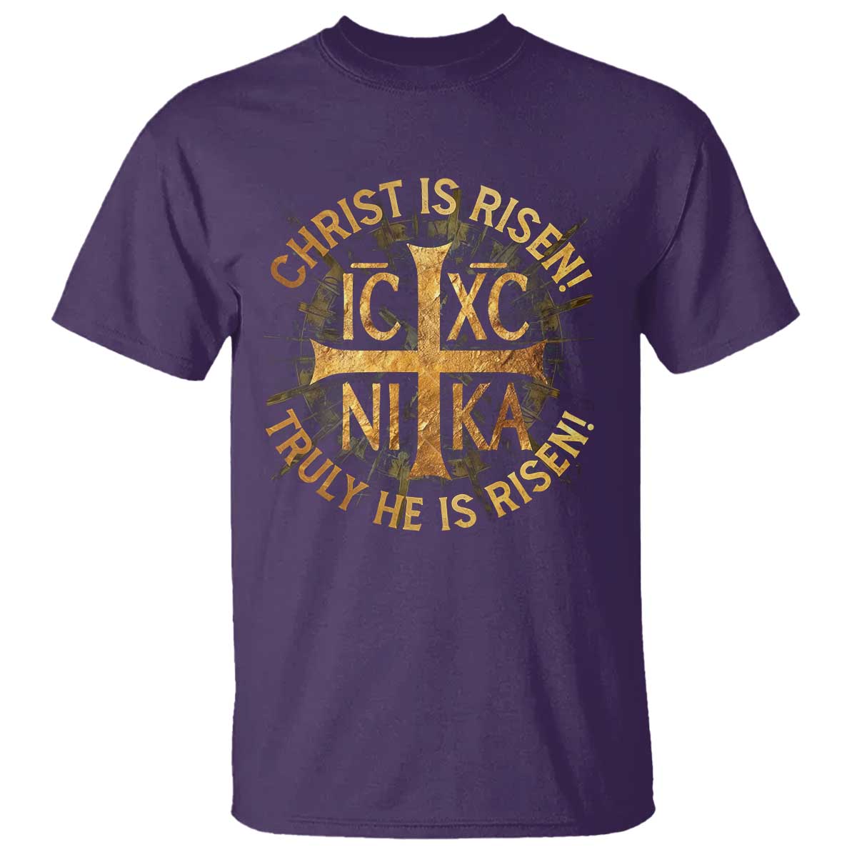 Orthodox Easter Christian T Shirt Christ Is Risen He Is Risen Greek NIKA Cross