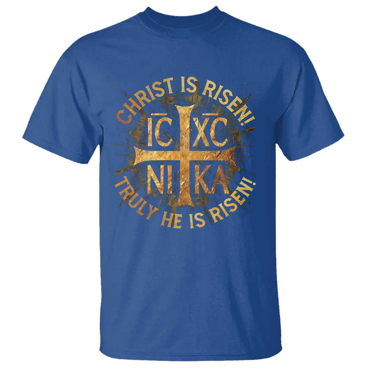 Orthodox Easter Christian T Shirt Christ Is Risen He Is Risen Greek NIKA Cross