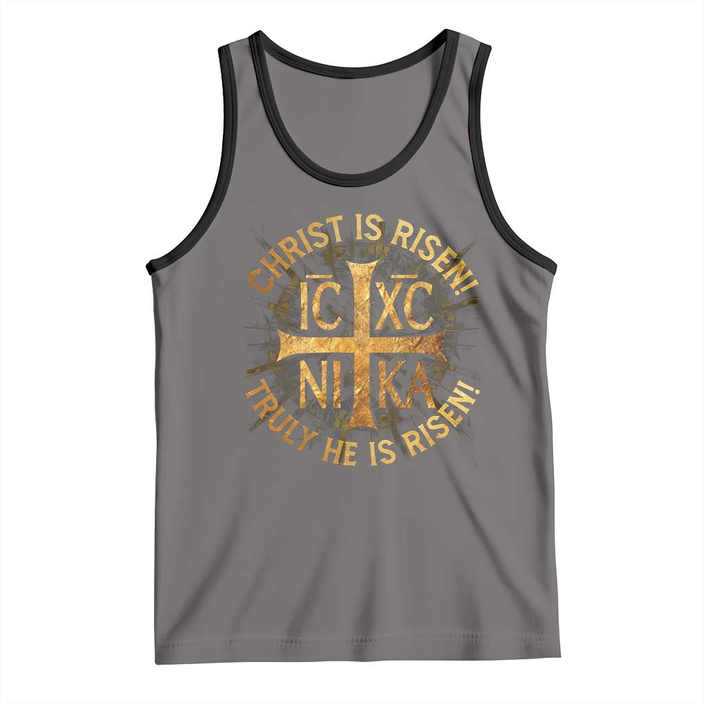 Orthodox Easter Christian Tank Top Christ Is Risen He Is Risen Greek NIKA Cross