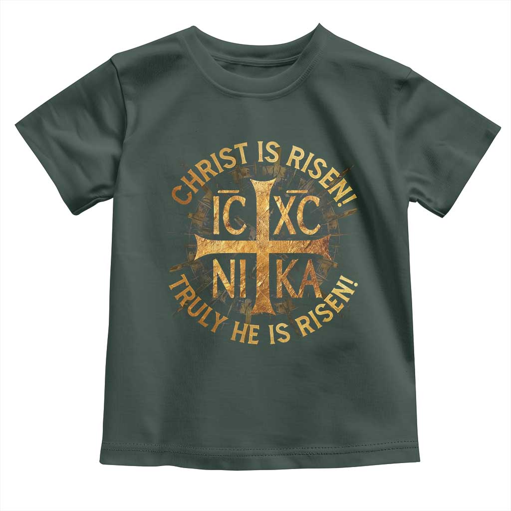 Orthodox Easter Christian Toddler T Shirt Christ Is Risen He Is Risen Greek NIKA Cross