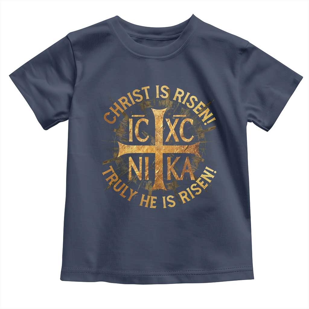 Orthodox Easter Christian Toddler T Shirt Christ Is Risen He Is Risen Greek NIKA Cross