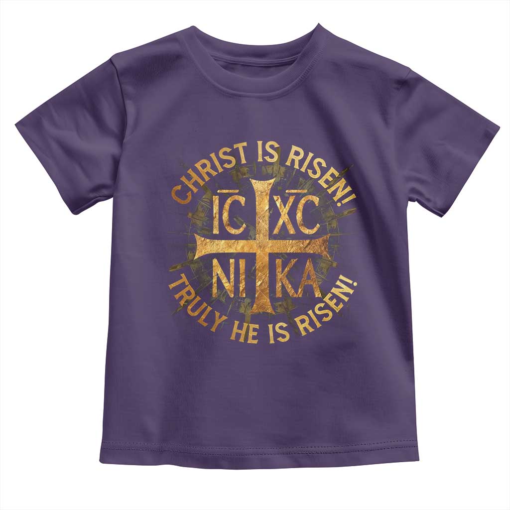 Orthodox Easter Christian Toddler T Shirt Christ Is Risen He Is Risen Greek NIKA Cross