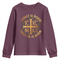Orthodox Easter Christian Youth Sweatshirt Christ Is Risen He Is Risen Greek NIKA Cross
