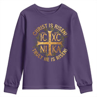 Orthodox Easter Christian Youth Sweatshirt Christ Is Risen He Is Risen Greek NIKA Cross